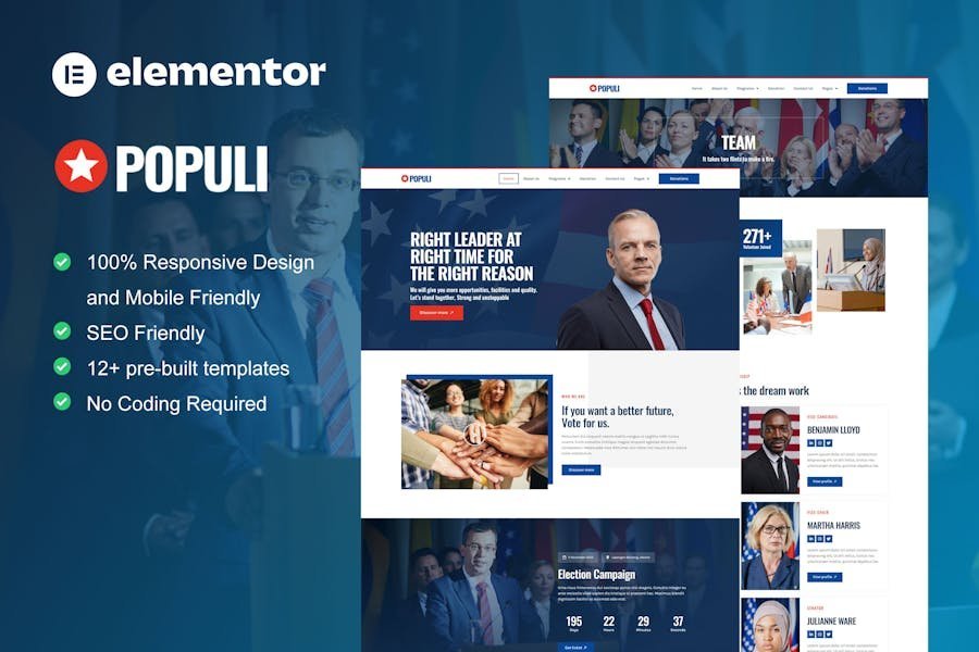 Populi - Politician Elementor Template Kit 1 Populi - Politician Elementor Template Kit