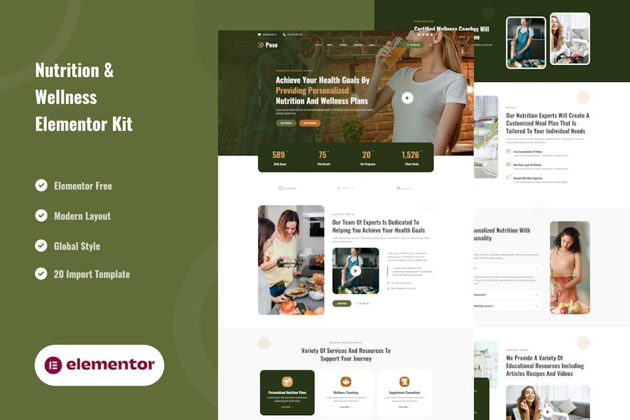 Poso - Personalized Nutrition & Wellness Elementor Template Kit 1 Poso - Personalized Nutrition & Wellness Elementor Template Kit