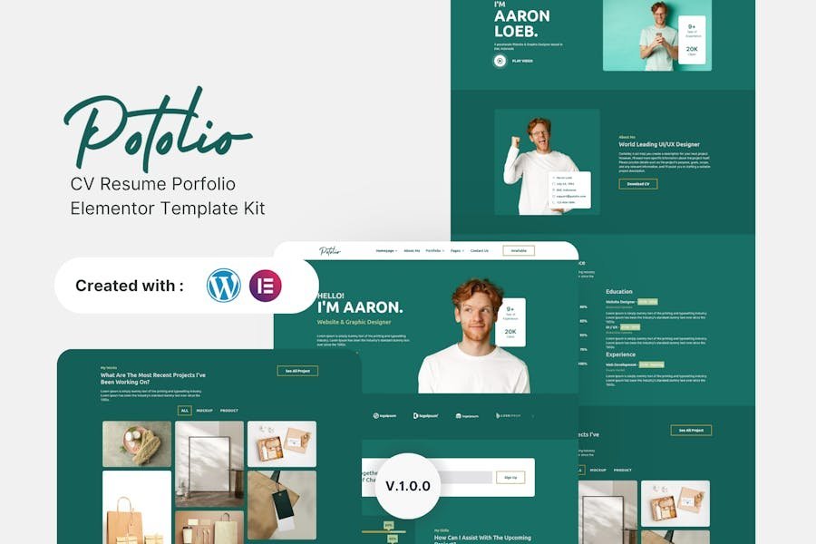 Potolio - CV Resume Porfolio Elementor Template Kit 1 Potolio - CV Resume Porfolio Elementor Template Kit