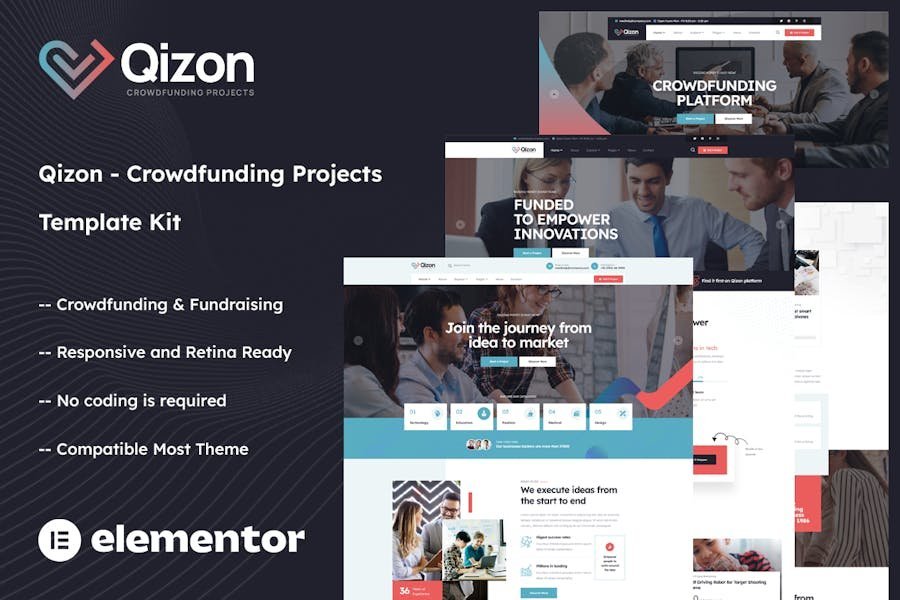 Qizon - Crowdfunding Projects Elementor Template Kit 1 Qizon - Crowdfunding Projects Elementor Template Kit