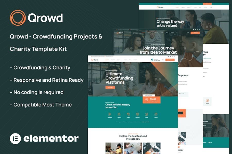 Qrowd - Crowdfunding Projects & Charity Template Kit 1 Qrowd - Crowdfunding Projects & Charity Template Kit