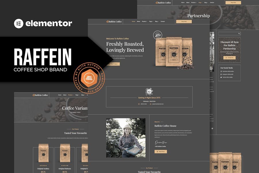 Raffein - Coffee Shop Brand Elementor Template Kit 1 Raffein - Coffee Shop Brand Elementor Template Kit