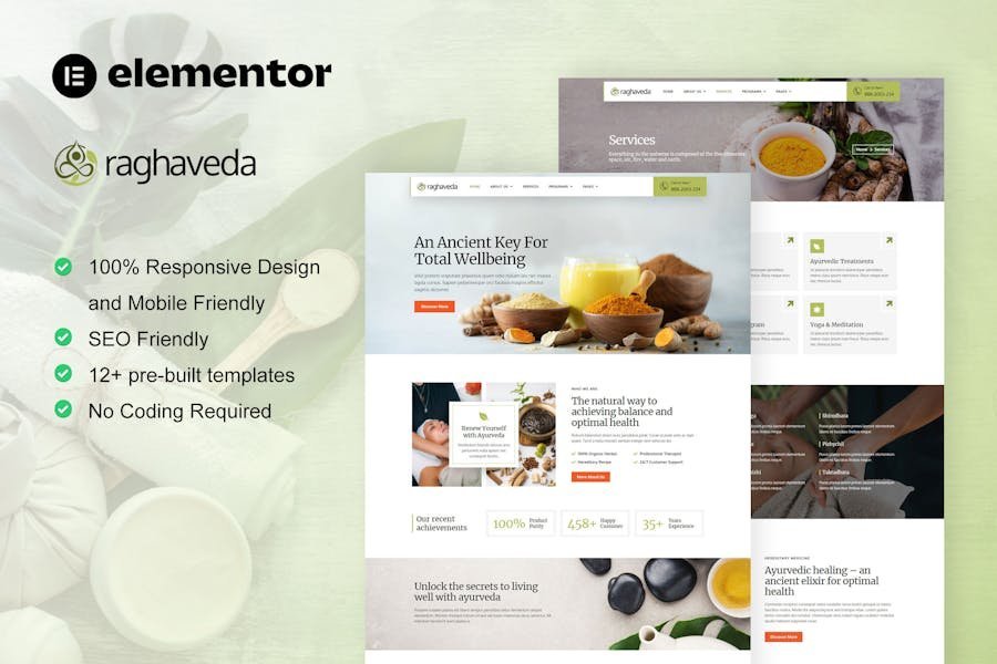 Raghaveda - Ayurveda Treatment & Spa Elementor Template Kit 1 Raghaveda - Ayurveda Treatment & Spa Elementor Template Kit