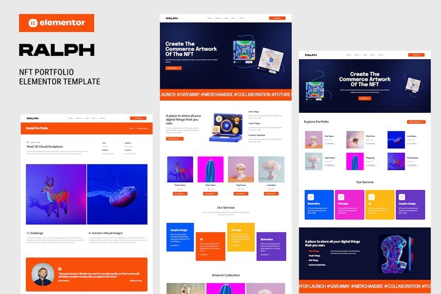 Ralph - NFT Portfolio Elementor Template Kit 1 Ralph - NFT Portfolio Elementor Template Kit