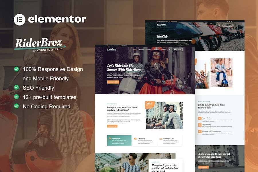 RiderBroz - Motorcycle Club Elementor Template Kit 1 RiderBroz - Motorcycle Club Elementor Template Kit