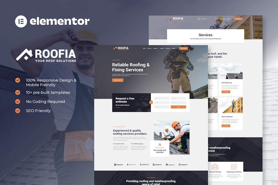 Roofia - Roofing Services Elementor Template Kit 1 Roofia - Roofing Services Elementor Template Kit