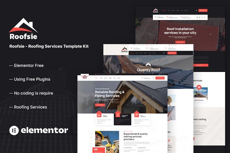 Roofsie - Roofing Services Elementor Template Kit 1 Roofsie - Roofing Services Elementor Template Kit