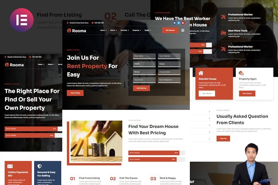Rooma - Real Estate & House Developer Elementor Template Kit 1 Rooma - Real Estate & House Developer Elementor Template Kit