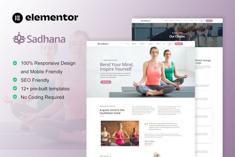 Sadhana - Yoga Teacher & Studio Elementor Template Kit 1 Sadhana - Yoga Teacher & Studio Elementor Template Kit