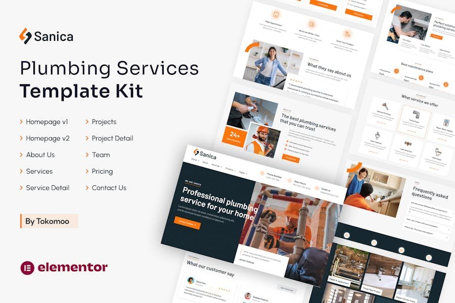Sanica Plumbing Services Elementor Template Kit 1 Sanica Plumbing Services Elementor Template Kit