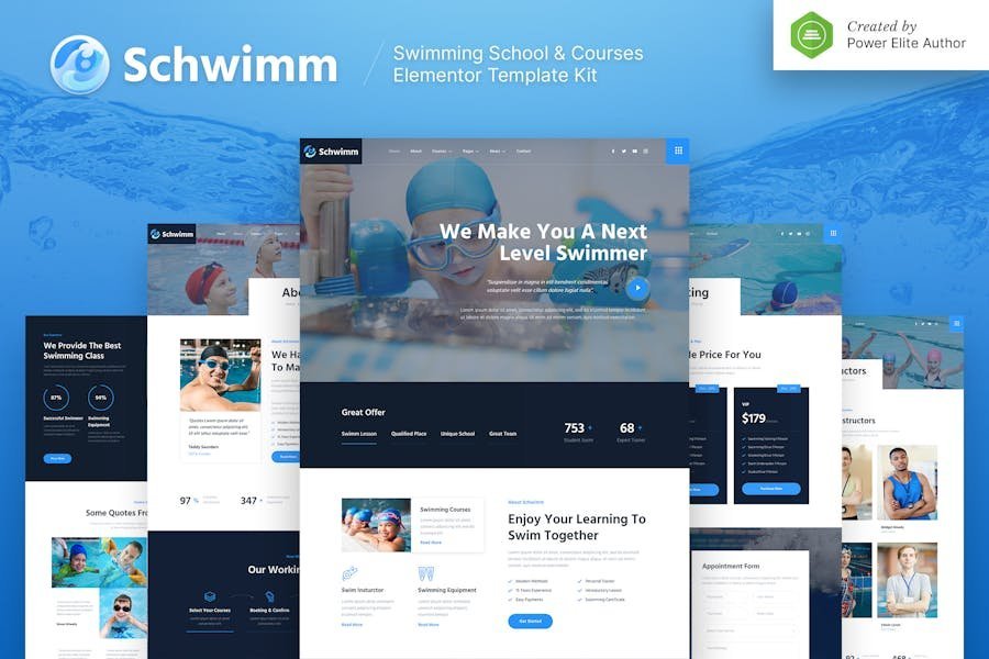 Schwimm – Swimming School & Course Elementor Template Kit 1 Schwimm – Swimming School & Course Elementor Template Kit