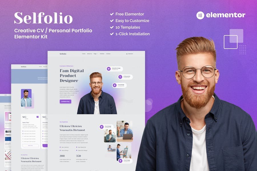 Selfolio - Creative CV Elementor Template Kit 1 Selfolio - Creative CV Elementor Template Kit