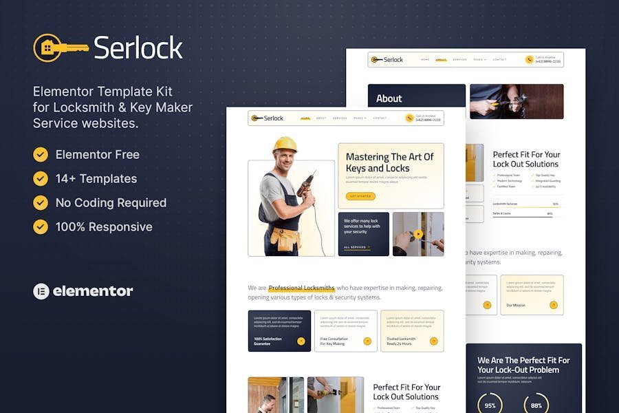 Serlock – Key Maker & Locksmith Service Elementor Template Kit 1 Serlock – Key Maker & Locksmith Service Elementor Template Kit
