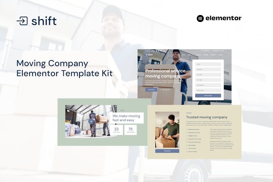 Shift - Moving Company Website Elementor Template Kit 1 Shift - Moving Company Website Elementor Template Kit