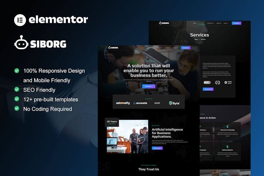 Siborg - Robotics & Technology Elementor Template Kit 1 Siborg - Robotics & Technology Elementor Template Kit