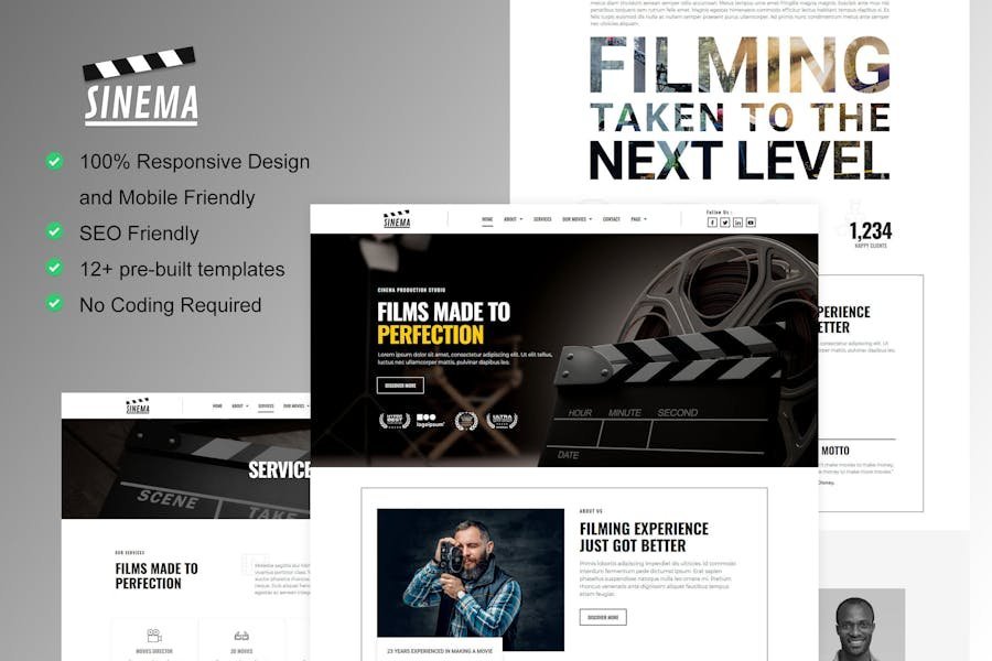 Sinema - Film Maker & Movie Studio Elementor Template Kit 1 Sinema - Film Maker & Movie Studio Elementor Template Kit