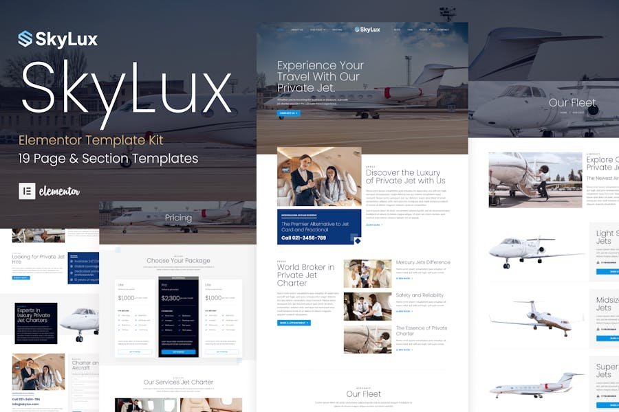 Skylux - Private Jet & Airplane Charter Company Elementor Template Kit 1 Skylux - Private Jet & Airplane Charter Company Elementor Template Kit