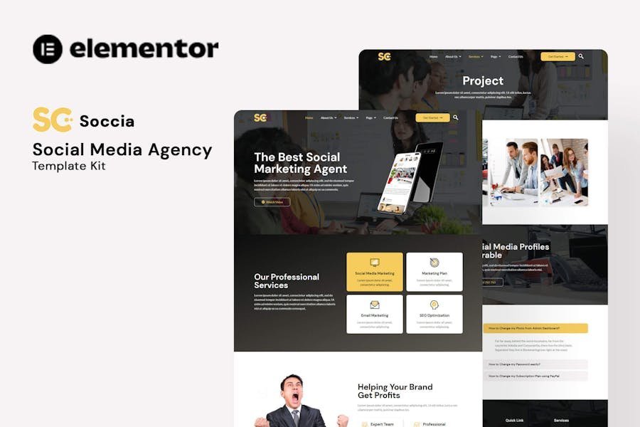 Soccia - Social Media Agency Elementor Template Kit 1 Soccia - Social Media Agency Elementor Template Kit