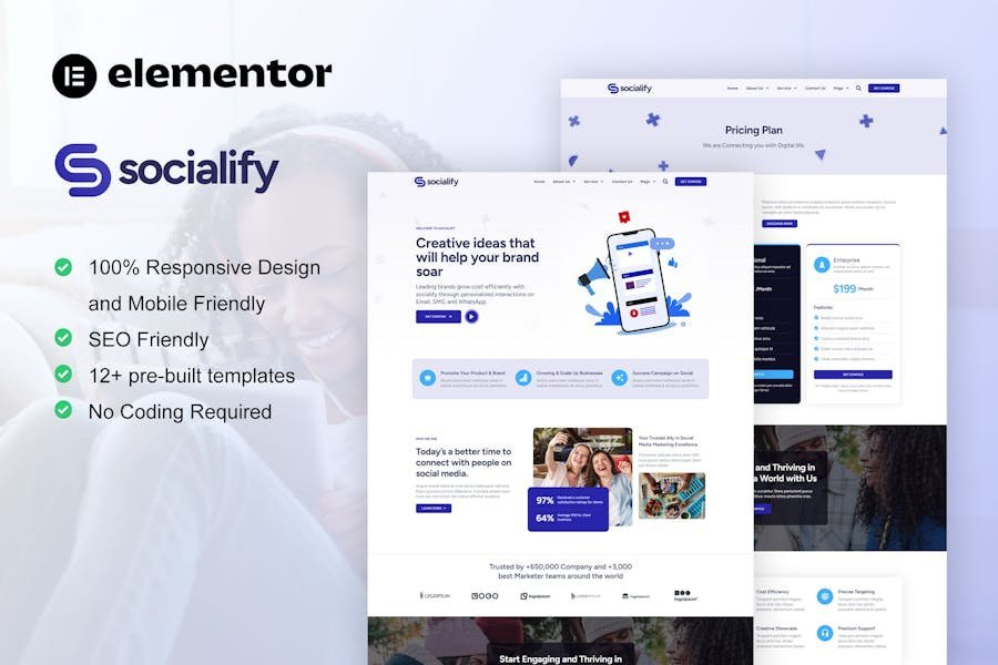 Socialify - Social Media Marketing Agency Elementor Pro Template Kit 1 Socialify - Social Media Marketing Agency Elementor Pro Template Kit