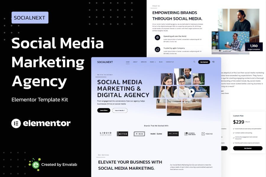 Socialnext - Social Media Marketing Agency Elementor Pro Template Kit 1 Socialnext - Social Media Marketing Agency Elementor Pro Template Kit