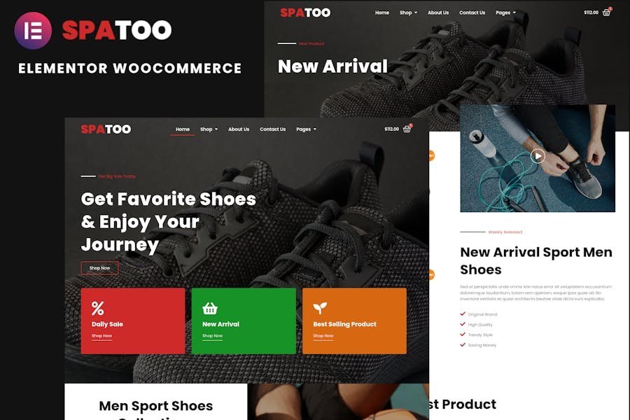Spatoo - Modern Shoes eCommerce Elementor Template Kit 1 Spatoo - Modern Shoes eCommerce Elementor Template Kit
