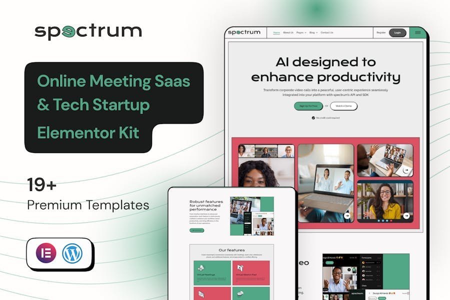 Spectrum - Online Meeting Saas Elementor Pro Template Kit 1 Spectrum - Online Meeting Saas Elementor Pro Template Kit