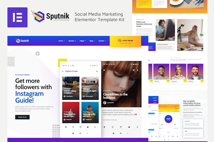 Sputnik - Social Media Marketing Elementor Template Kit 1 Sputnik - Social Media Marketing Elementor Template Kit