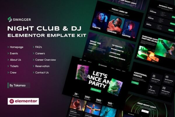 Swagger  Night Club & DJ Elementor Template Kit