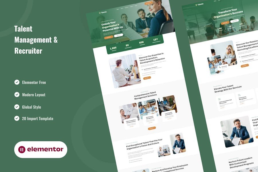 Talento - Talent Management & Recruiter Elementor Template Kit 1 Talento - Talent Management & Recruiter Elementor Template Kit