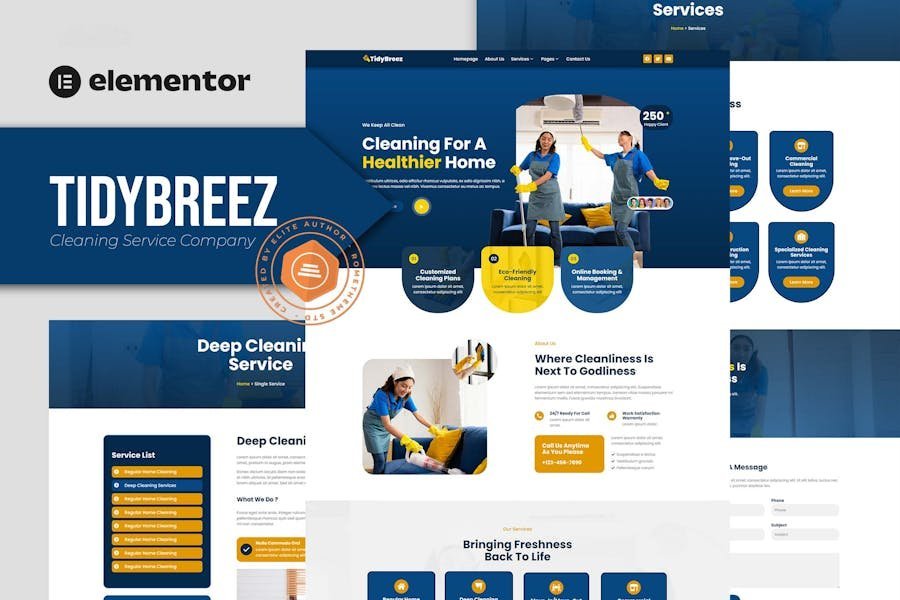 Tidybreez - Cleaning Service Company Elementor Template Kit 1 Tidybreez - Cleaning Service Company Elementor Template Kit