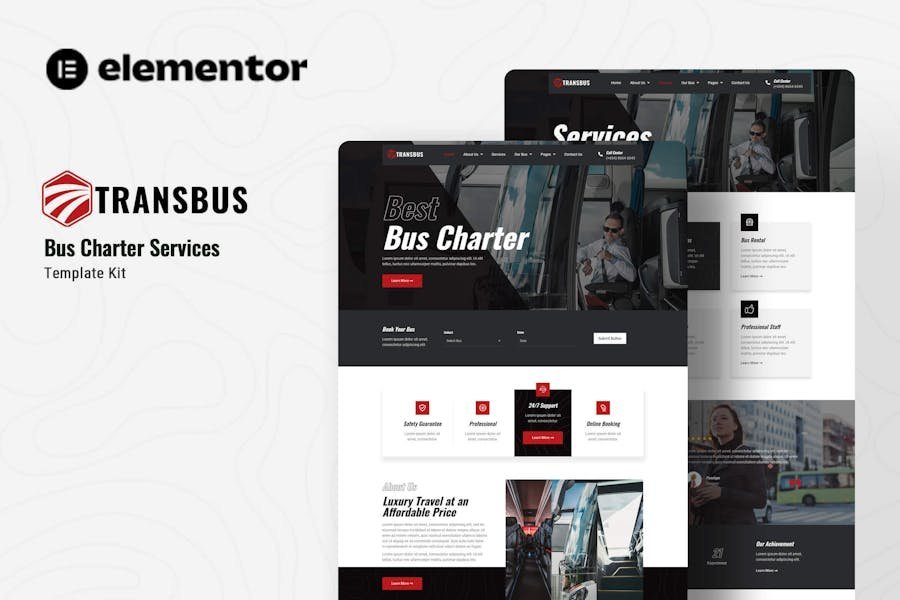 Transbus - Bus Charter Service Elementor Template Kit 1 Transbus - Bus Charter Service Elementor Template Kit
