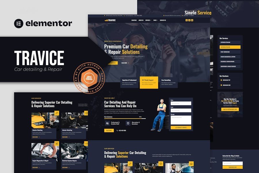 Travice - Car Detailing Service & Car Repair Elementor Template Kit 1 Travice - Car Detailing Service & Car Repair Elementor Template Kit
