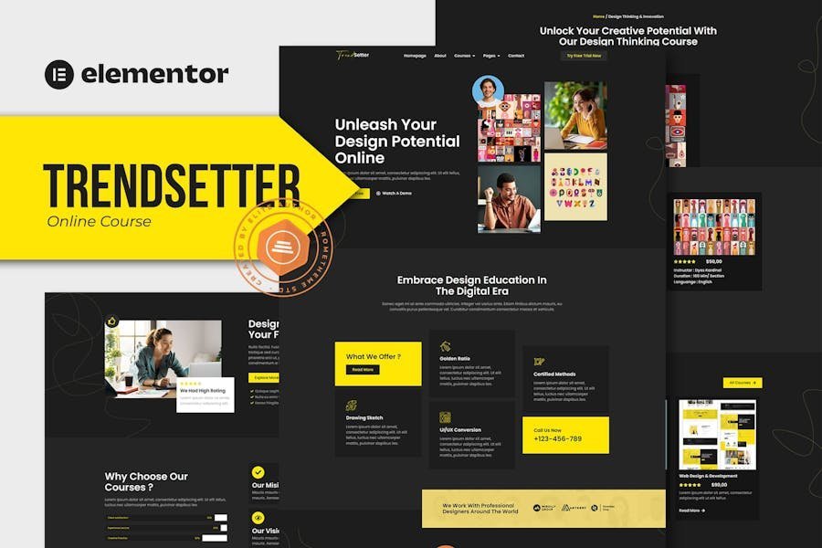 Trendsetter - Online Design Courses Elementor Pro Template Kit 1 Trendsetter - Online Design Courses Elementor Pro Template Kit