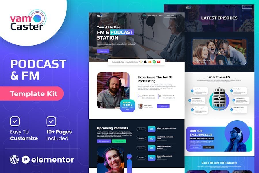 Vamcaster - Podcast & Video Streaming Elementor Template Kit 1 Vamcaster - Podcast & Video Streaming Elementor Template Kit