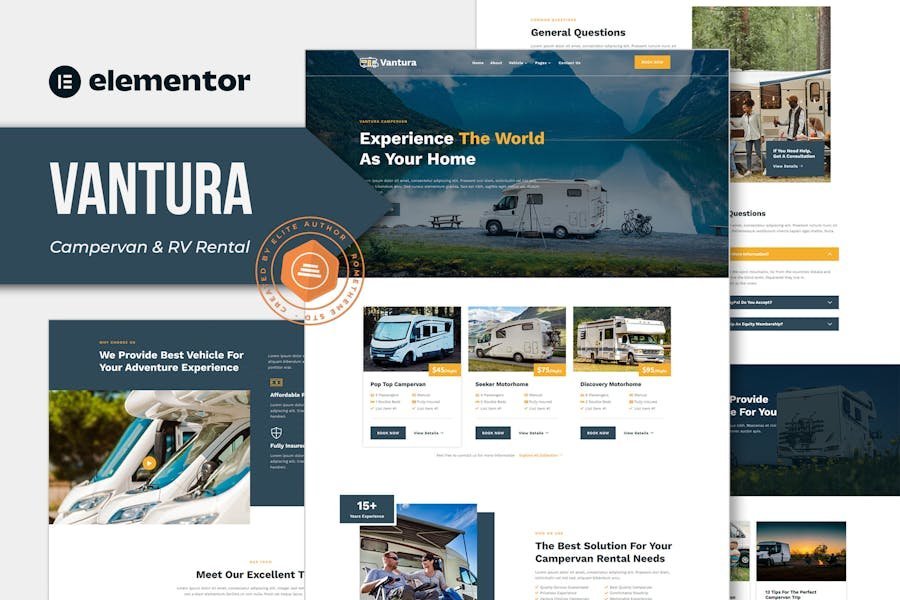 Vantura - Campervan & RV Rental Elementor Template Kit 1 Vantura - Campervan & RV Rental Elementor Template Kit