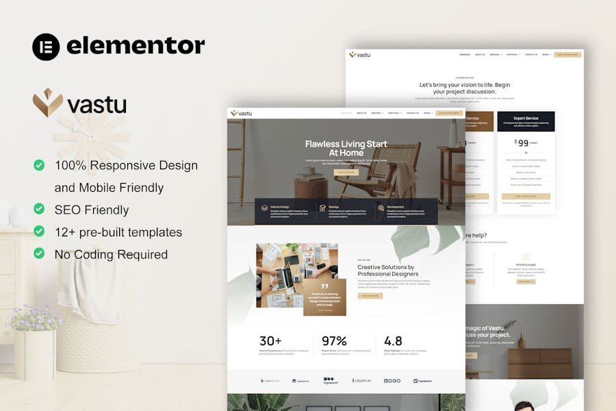 Vastu - Interior Design Service Elementor Pro Template Kit 1 Vastu - Interior Design Service Elementor Pro Template Kit