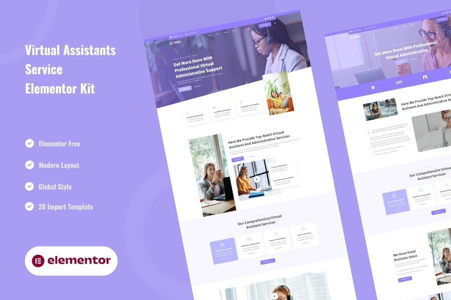 Veha - Virtual Assistant & Administrative Elementor Template Kit 1 Veha - Virtual Assistant & Administrative Elementor Template Kit