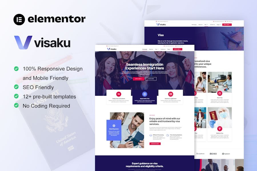 Visaku - Immigration & Visa Consulting Elementor Pro Template Kit 1 Visaku - Immigration & Visa Consulting Elementor Pro Template Kit