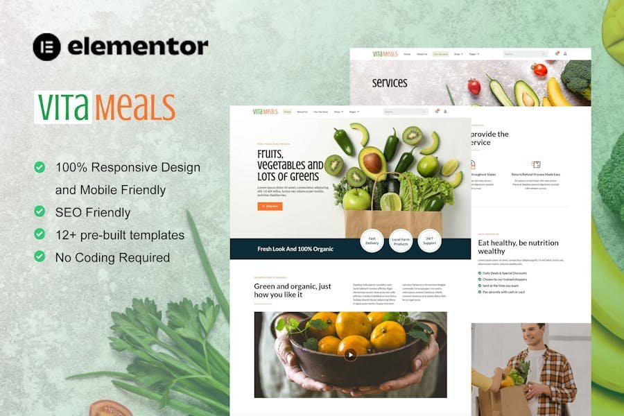 Vitameals - Fruits & Vegetables Store Elementor Template Kit 1 Vitameals - Fruits & Vegetables Store Elementor Template Kit