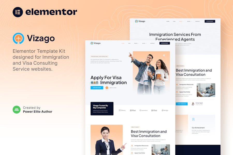 Vizago – Immigration & Visa Consulting Service Elementor Template Kit 1 Vizago – Immigration & Visa Consulting Service Elementor Template Kit