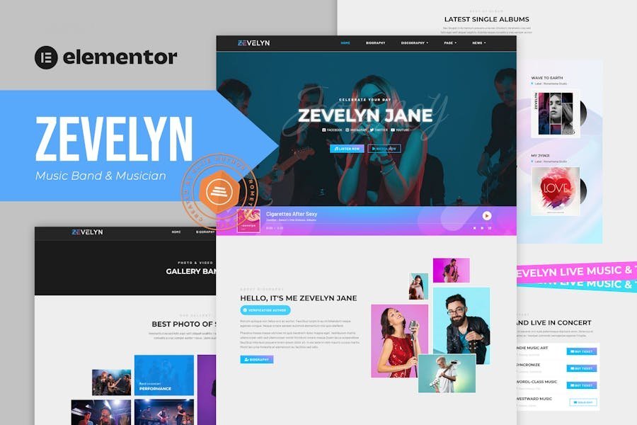Zevelyn - Music Band & Musician Elementor Template Kit 1 Zevelyn - Music Band & Musician Elementor Template Kit