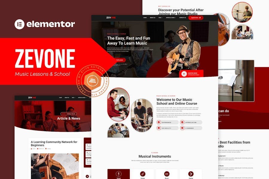 Zevone - Music Lessons & School Elementor Template Kit 1 Zevone - Music Lessons & School Elementor Template Kit