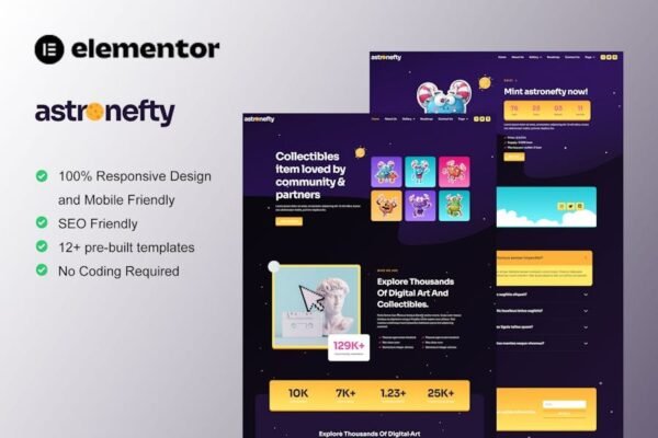 Astronefty - NFT Portfolio Elementor Template Kit