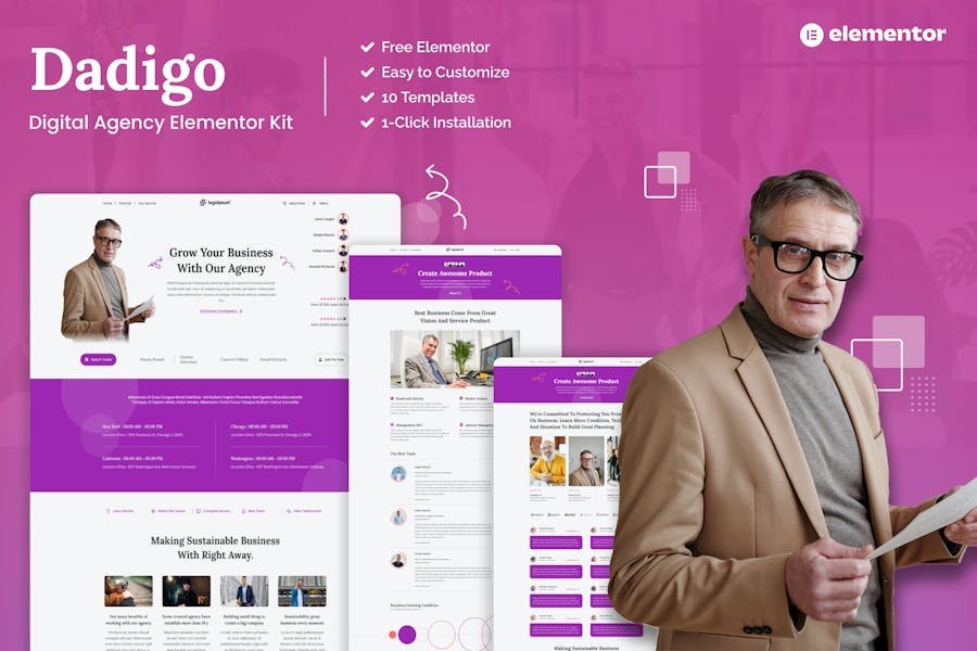 Dadigo - Digital Agency Elementor Template Kit 1 Dadigo - Digital Agency Elementor Template Kit