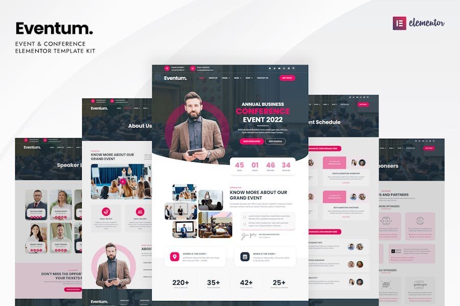 Eventum - Event & Conference Elementor Template Kit 1 Eventum - Event & Conference Elementor Template Kit