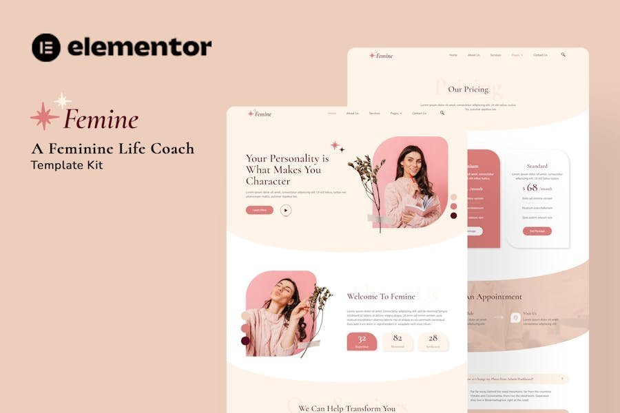 Femine - Feminine Life Coach Elementor Template Kit 1 Femine - Feminine Life Coach Elementor Template Kit