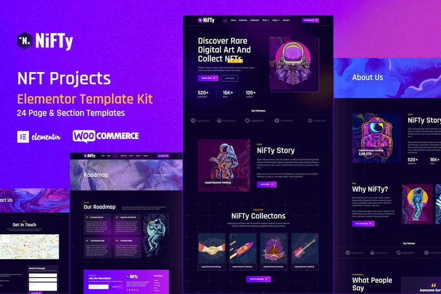 NiFTy - NFT Project & Portfolio WordPress Elementor Template Kit 1 NiFTy - NFT Project & Portfolio WordPress Elementor Template Kit