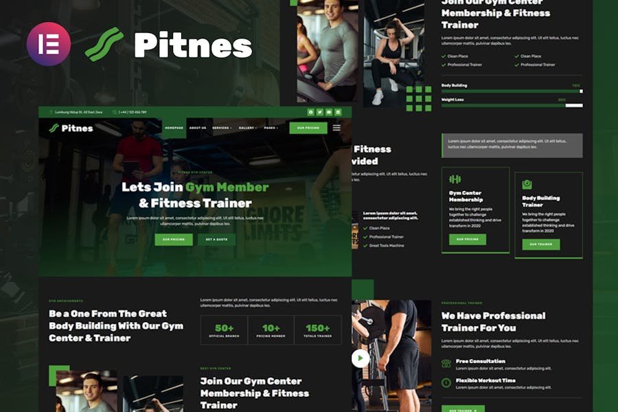 Pitnes - Gym Center & Fitness Training Elementor Template Kit 1 Pitnes - Gym Center & Fitness Training Elementor Template Kit