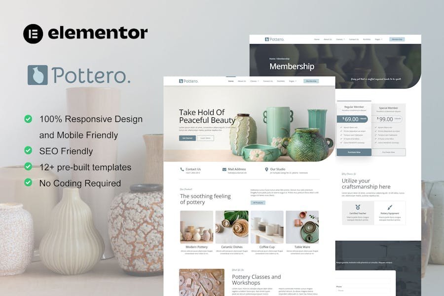Pottero - Pottery & Ceramics Studio Elementor Template Kit 1 Pottero - Pottery & Ceramics Studio Elementor Template Kit