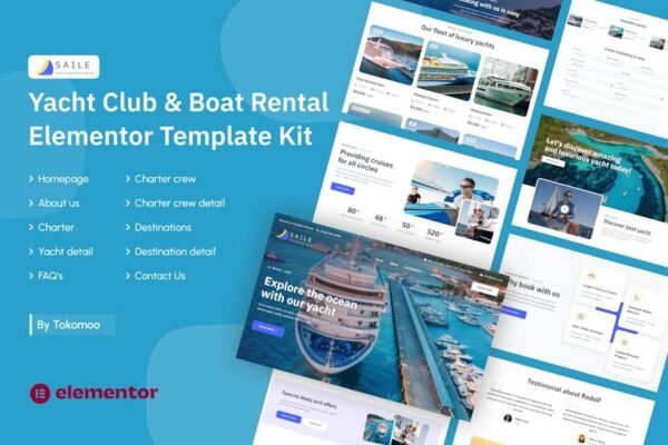 Saile  Yacht Club & Boat Rental Elementor Template Kit
